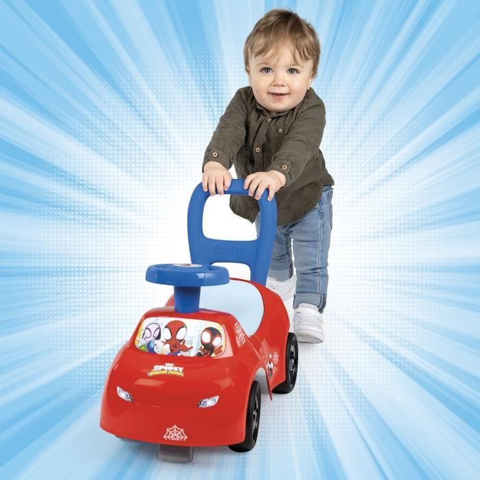 Smoby - 2 in 1 child car carrier - Spidey - Underseat storage + horn - From 10 months - Made in France