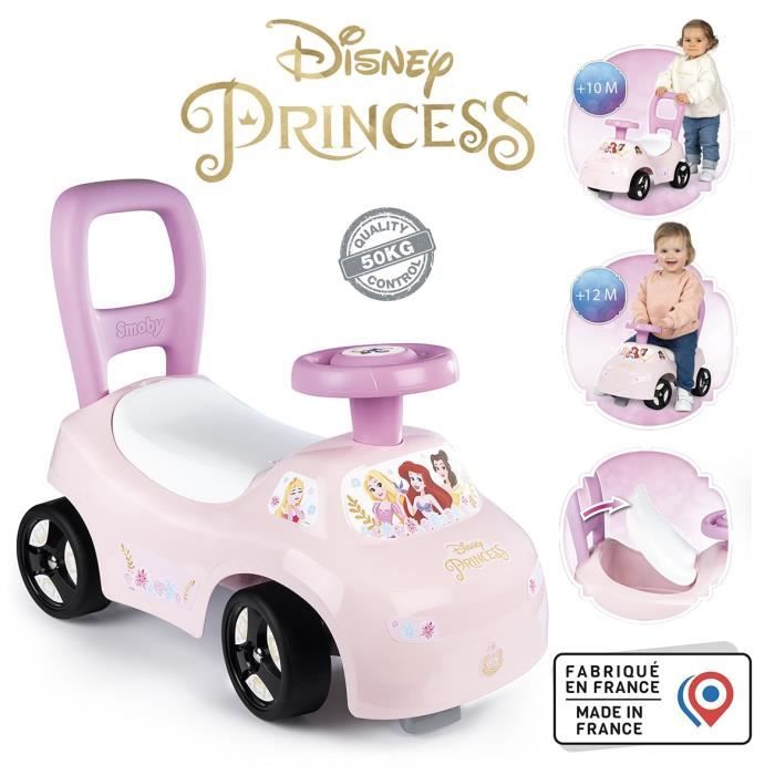 Smoby - 2 in 1 child car carrier - Disney Princess - Underseat storage + horn - From 10 months - Made in France