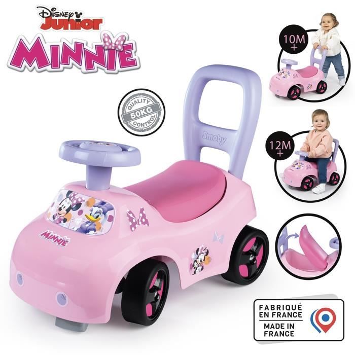 Smoby - 2 in 1 child car carrier - Minnie - Storage under the saddle + horn - From 10 months - Made in France