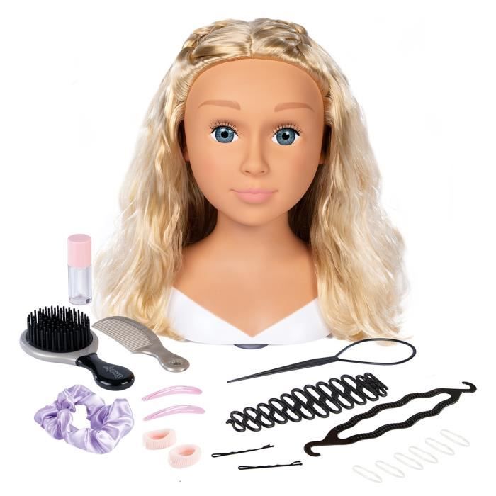 Smoby - Blonde styling head - Easy to style - 19 realistic accessories - Thermosensitive lips - Storage hatch