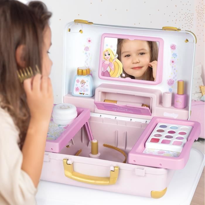 Smoby - Disney Princess - Easy to carry beauty case - 13 accessories included: hairdressing, nail care, makeup - Fabricatio