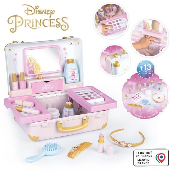 Smoby - Disney Princess - Easy to carry beauty case - 13 accessories included: hairdressing, nail care, makeup - Fabricatio