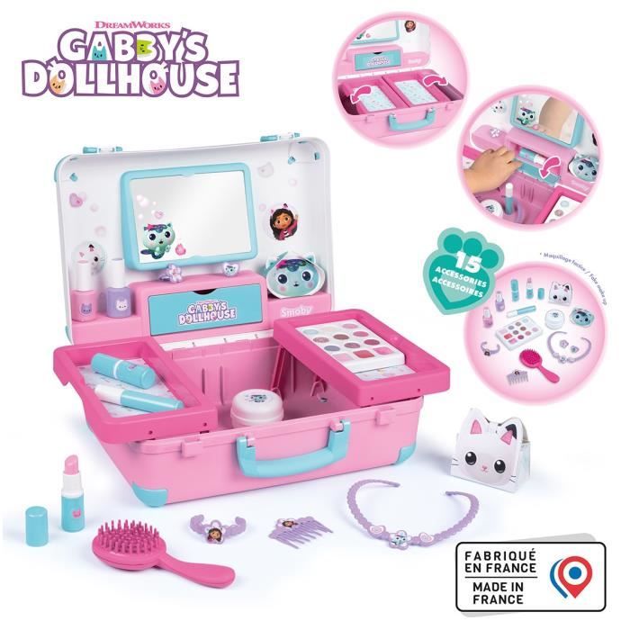 Smoby - Gabby and the Magic House - Easy to carry beauty case - 13 accessories included: hairdressing, nail care, makeup -