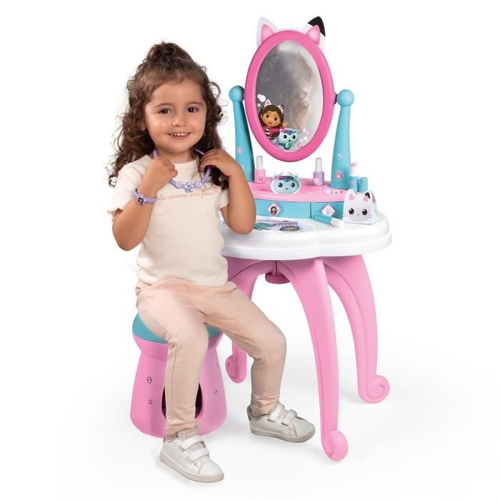 Smoby - Gabby and the Magic House - 2 in 1 children's dressing table - Stool included - 12 accessories - Adjustable mirror