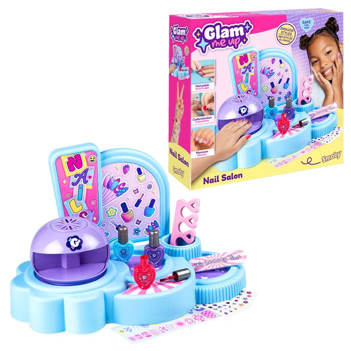 Glam Nail Salon - Glam Me Up - Smoby - Children's Nail Salon Set - 70 designs - 9 accessories - Ages 6 and up