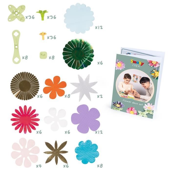 Smoby - Creative leisure - Set of creating flowers and decorative objects - 200 accessories - Made in France