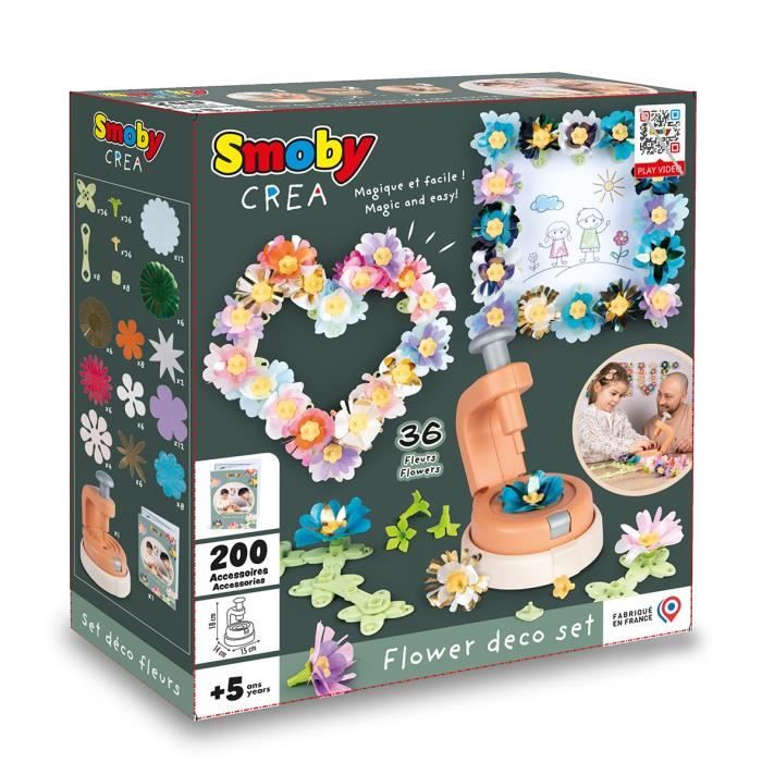 Smoby - Creative leisure - Set of creating flowers and decorative objects - 200 accessories - Made in France