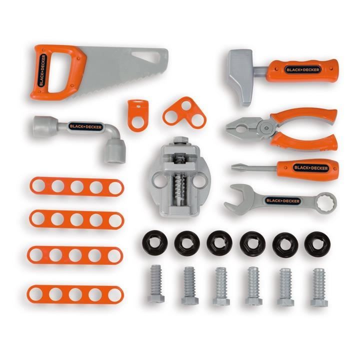 Smoby - Black and Decker - Bricolo Smart Workbench - Imitation game - Case that transforms into a workbench - 33 accessories included - Fa