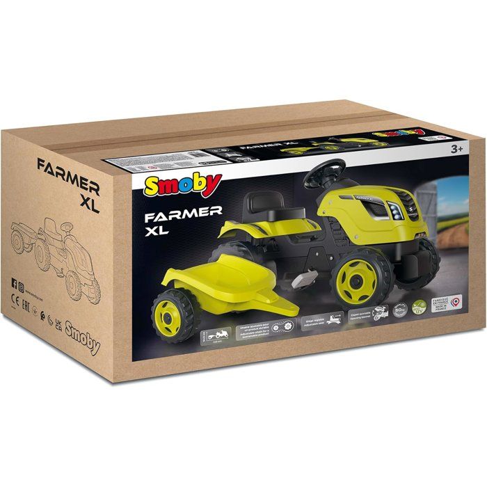 Smoby Farmer XL pedal tractor + trailer - Green