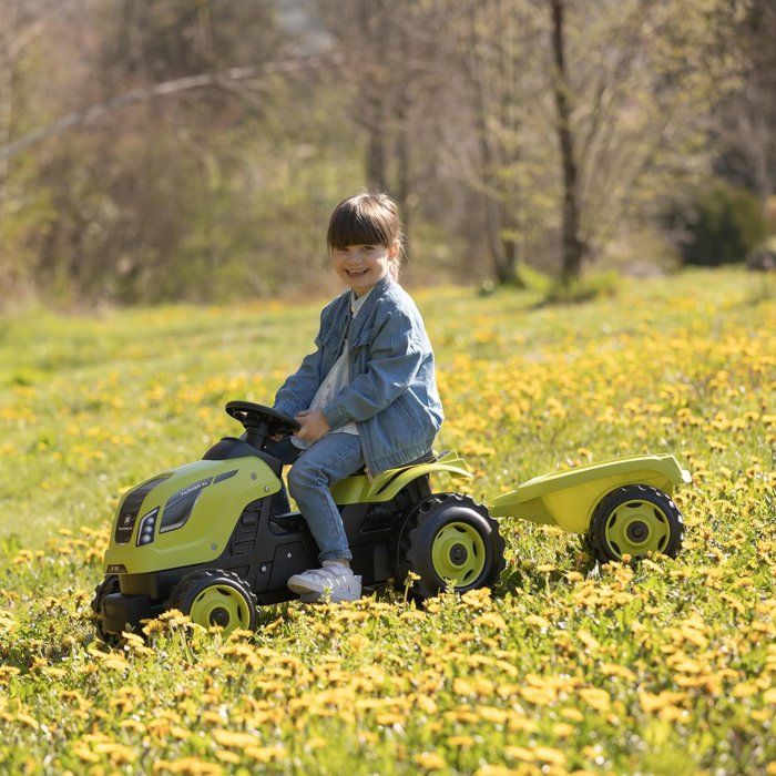 Smoby Farmer XL pedal tractor + trailer - Green