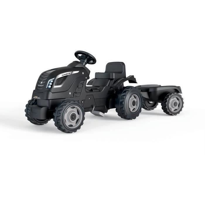 Smoby Farmer XL pedal tractor + trailer - Black