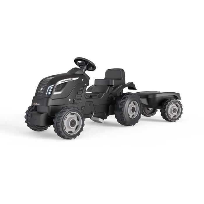 Smoby Farmer XL pedal tractor + trailer - Black