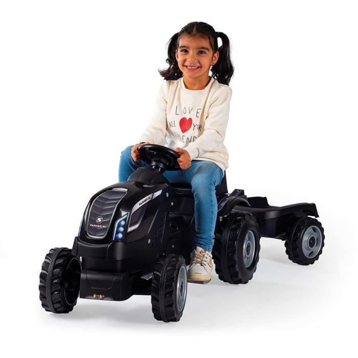 Smoby Farmer XL pedal tractor + trailer - Black