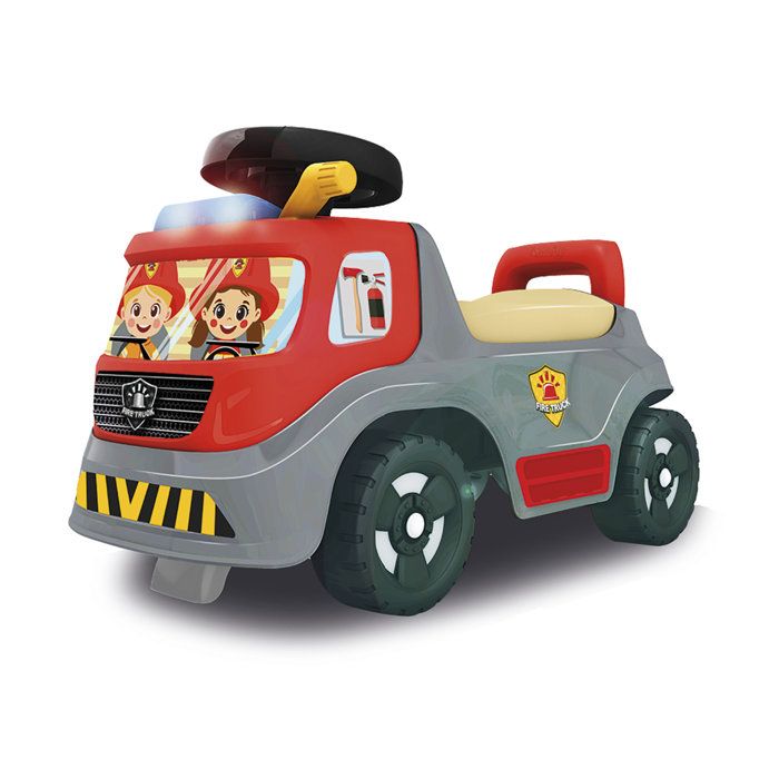 Smoby - Ride-On Car  - Fire Truck - Ages 12 months and up - Siren with lights and sound effects - Storage compartment
