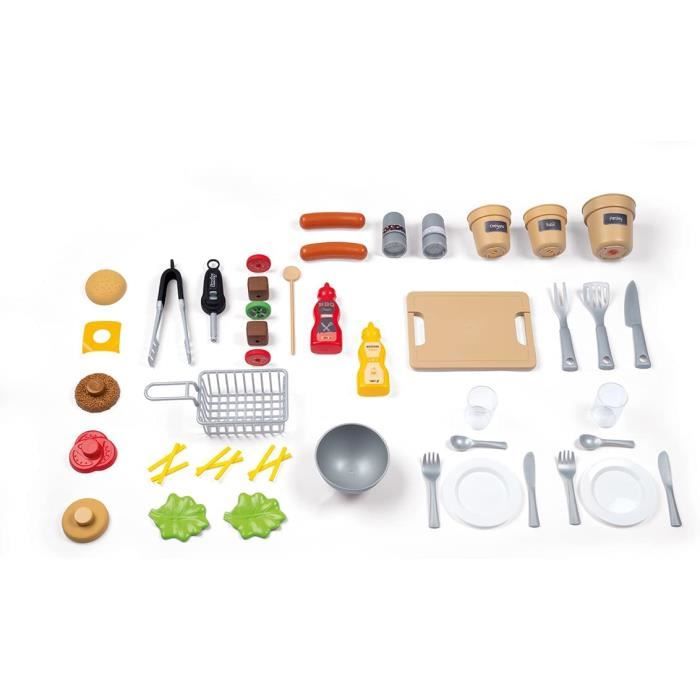Smoby - Garden Kitchen - Evolutive Outdoor Kitchen - Grill With Retractable Magic Flames - 40 Accessories