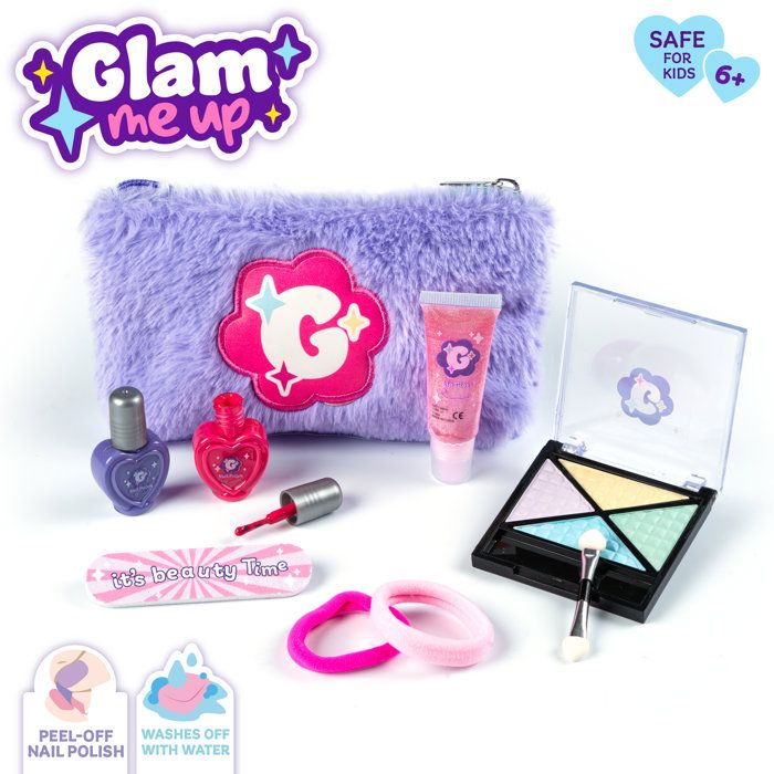 Makeup Kit - Glam me Up - Smoby - Kit, lip gloss, nail polish, palette with 4 powders, applicators - Ages 6 and up