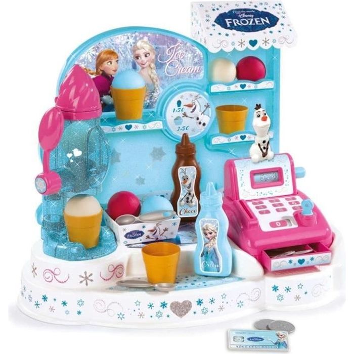 Smoby - Frozen - Ice Cream Shop - Child's Cash Register - 22 Accessories + 1 Olaf Figure