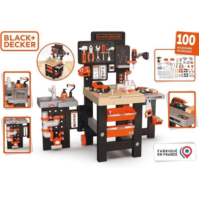 Smoby - Black and Decker - Mega center - 3 parts: mechanics, plumbing, carpentry - Many accessories - Made in France