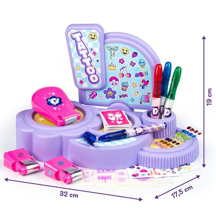 Tattoo Corner - Glam Me Up - Smoby - Tattoo Studio for Kids - 4 tattoo styles - Accessories included - Ages 6 and up