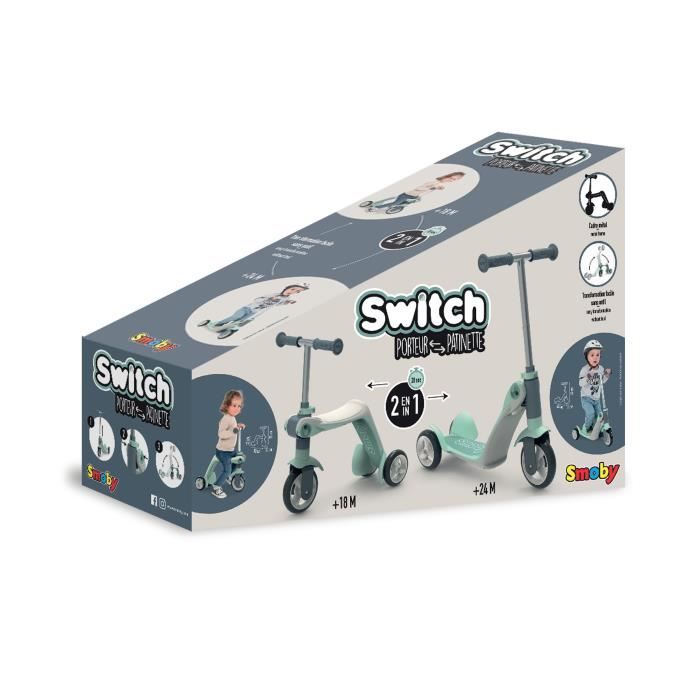 SMOBY - Balance bike convertible into a scooter - 3 wheels - for babies from 18 months to 4 years