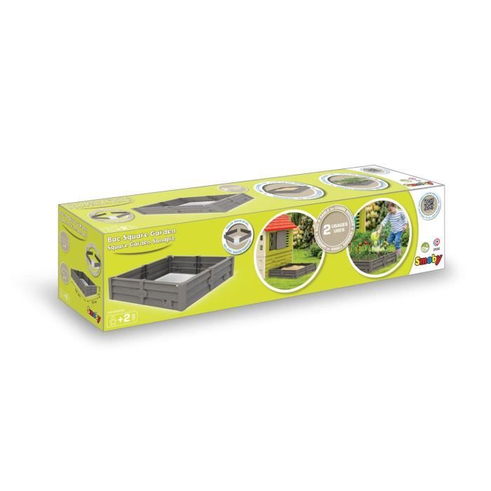 Smoby Bac Square Garden 2 in 1: Sand and square vegetable patch - 76x76cm - Founded tarpaulin supplied