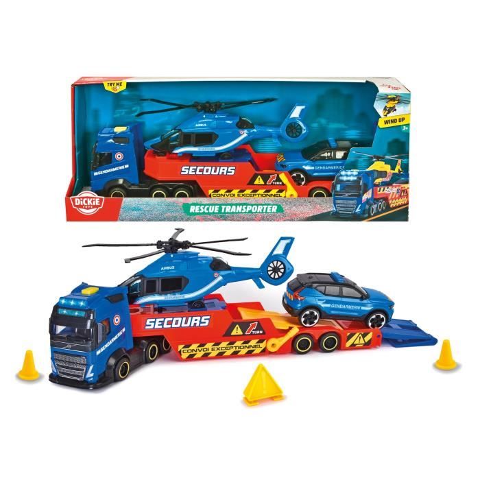 Dickie - 40cm Carrier Truck + Helicopter + Gendarmerie Vehicle - From 3 Years