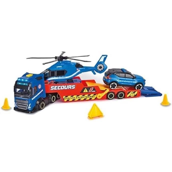 Dickie - 40cm Carrier Truck + Helicopter + Gendarmerie Vehicle - From 3 Years