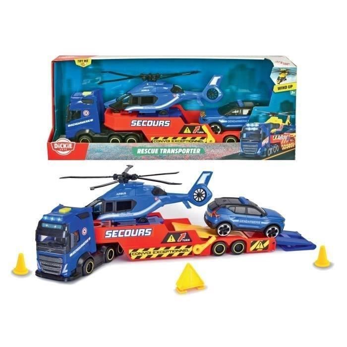 Dickie - 40cm Carrier Truck + Helicopter + Gendarmerie Vehicle - From 3 Years