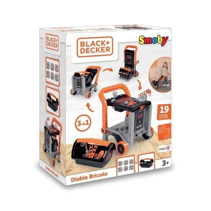 Smoby - Black+Decker - Hand truck + 3 in 1 box - 19 accessories - Made in France
