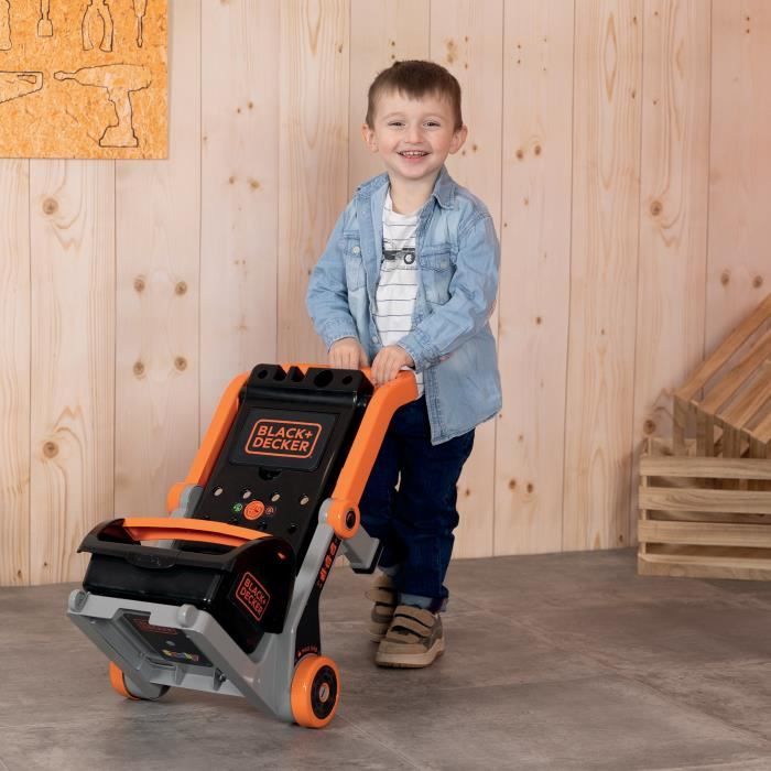Smoby - Black+Decker - Hand truck + 3 in 1 box - 19 accessories - Made in France