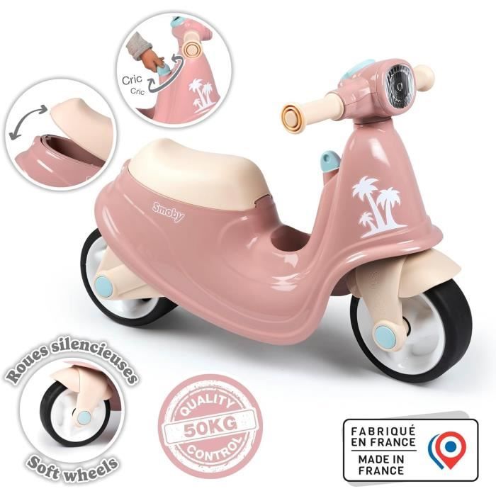Smoby - Pink scooter carrier - Toy box - Silent wheels From 2 years old
