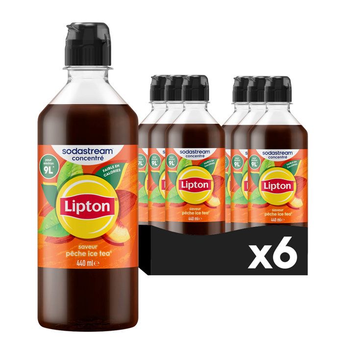 SODASTREAM Concentrates - Pack of 6 Lipton Ice Tea Concentrates - Up to 54L of drinks - 440 ml