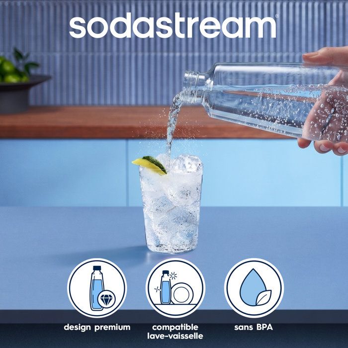 SODASTREAM 3000090 - Glass carafe 1L compatible only DUO machine - Dishwasher resistant
