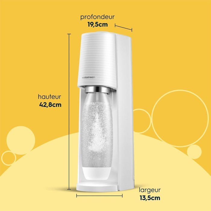 SODASTream TERRABILV - Machine Terra Blanche Pack 2 bottles LV + 1 CQC exchange cylinder