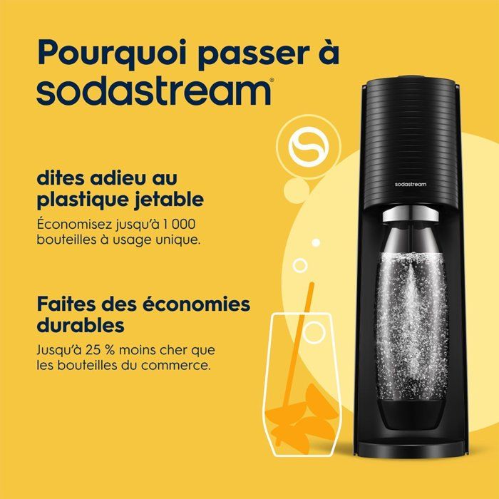 SODASTREAM TERRANLV - TERRA Black Machine Pack 2 LV bottles + 1 CQC exchange cylinder