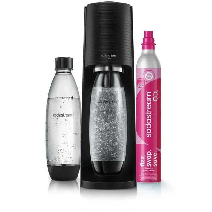 SODASTREAM TERRANLV - TERRA Black Machine Pack 2 LV bottles + 1 CQC exchange cylinder