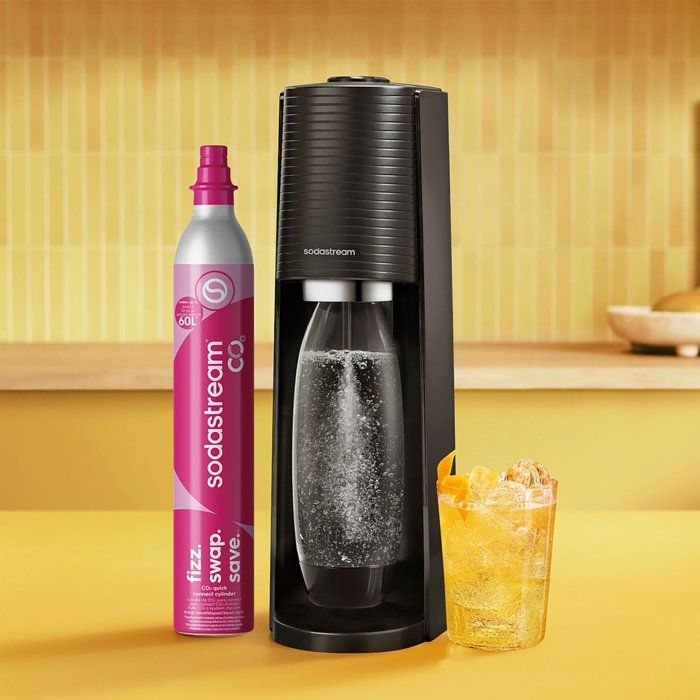 SODASTREAM TERRANLV - TERRA Black Machine Pack 2 LV bottles + 1 CQC exchange cylinder
