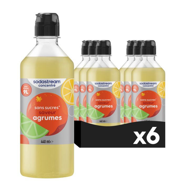 SODASTREAM Concentrates - Pack of 6 Sugar-Free Citrus Concentrates - Up to 54L of Drinks - 440 ml