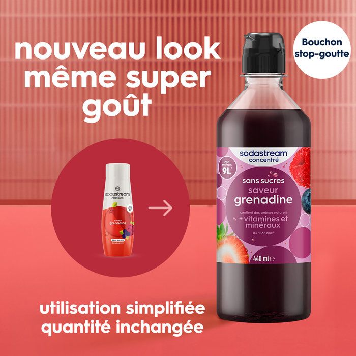 SODASTREAM Concentrates - Pack of 6 Sugar-Free Grenadine Concentrates - Up to 54L of Drinks - 440 ml