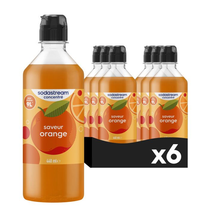 SODASTREAM Concentrates - Pack of 6 Orange Concentrates - Up to 54L of Drinks - 440 ml