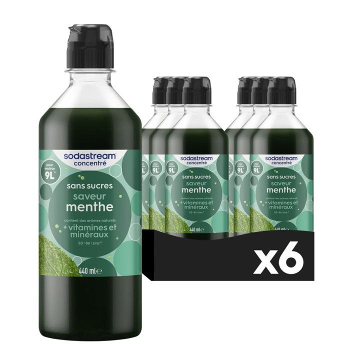 SODASTREAM Concentrates - Pack of 6 Sugar-Free Mint Concentrates - Up to 54L of Drinks - 440 ml
