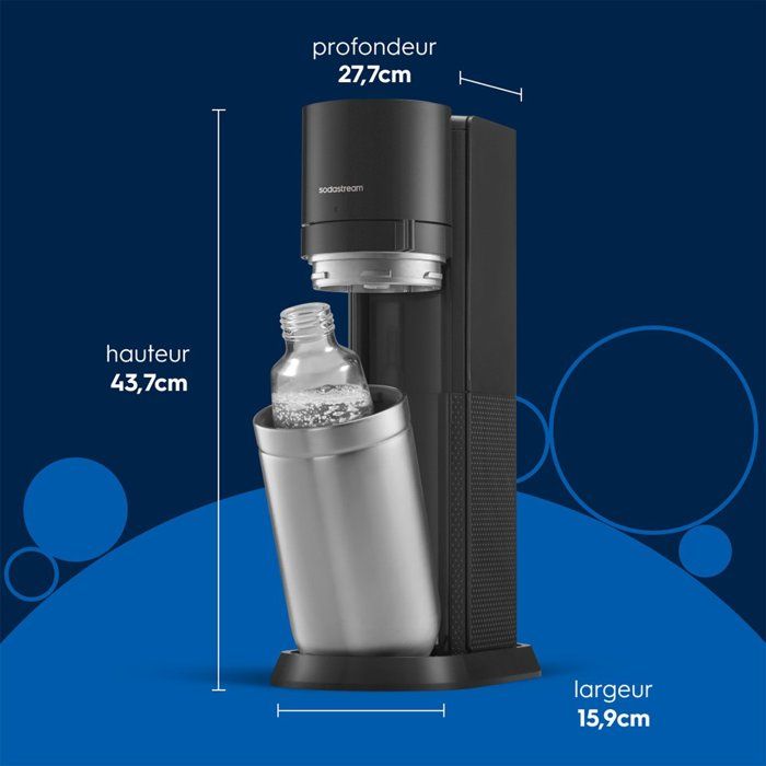 SODASTREAM soda and sparkling water machine - DUO Black - 2 glass carafes - 1 60L gas refill
