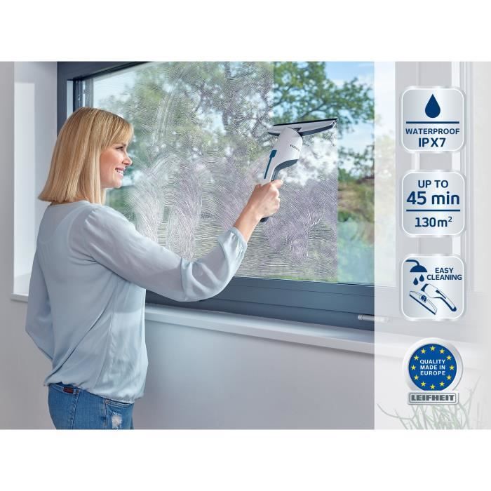Leifheit 51030 - Nemo window vacuum cleaner - 60ml tank - 45min autonomy - IPX7 - Ergonomic design and end - Waterproof