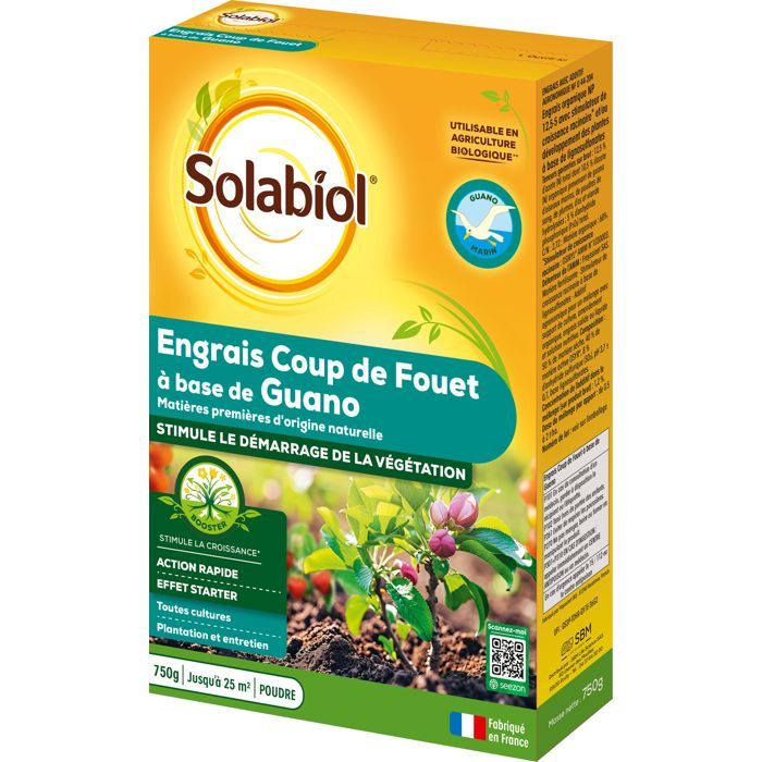SOLABIOL SOGUA750N Boosting Fertilizer based on Guano Marin - 12 X 750g