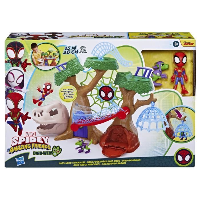 Spidey Dino-Webs Forest Base Playset, Superhero Figures and Accessories, Ages 3 and Up, Spidey and Friends