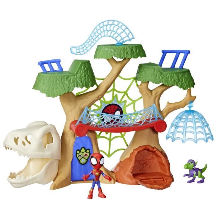 Spidey Dino-Webs Forest Base Playset, Superhero Figures and Accessories, Ages 3 and Up, Spidey and Friends
