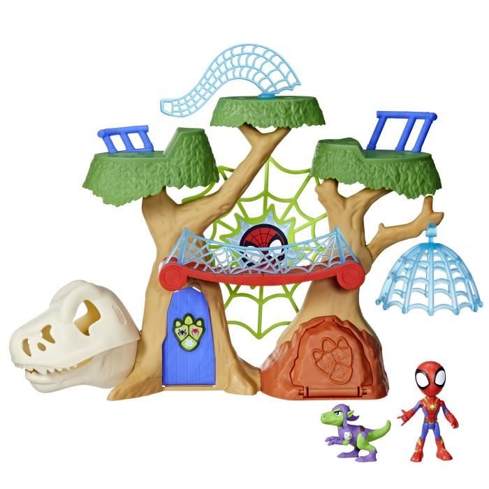 Spidey Dino-Webs Forest Base Playset, Superhero Figures and Accessories, Ages 3 and Up, Spidey and Friends