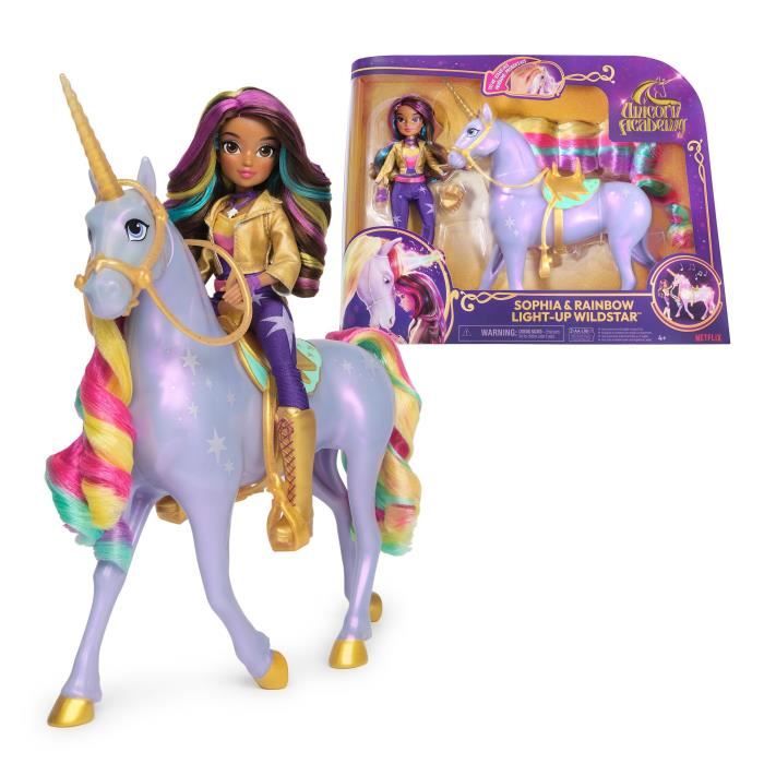 SPIN MASTER UNICORN WITH FUNCTIONS 28 CM WILDSTAR + 24 CM Unicorn Academy DOLL