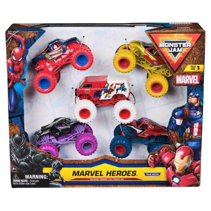 SPIN MASTER 5 VEHICLE PACK MARVEL DIE-CAST 1:64 Monster Jam