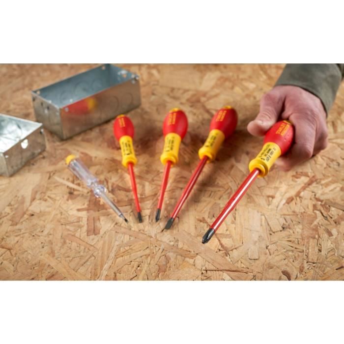 Set of 5 Screwdrivers - STANLEY FATMAX - XTHT0-62692 - Slim Insulated 1000V - Electrician + Phillips + Tester